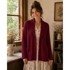 NWT!! WOOLOVERS Lambswool Shrug Cosy Cardigan Sweater Purple Wine Knit X-Large